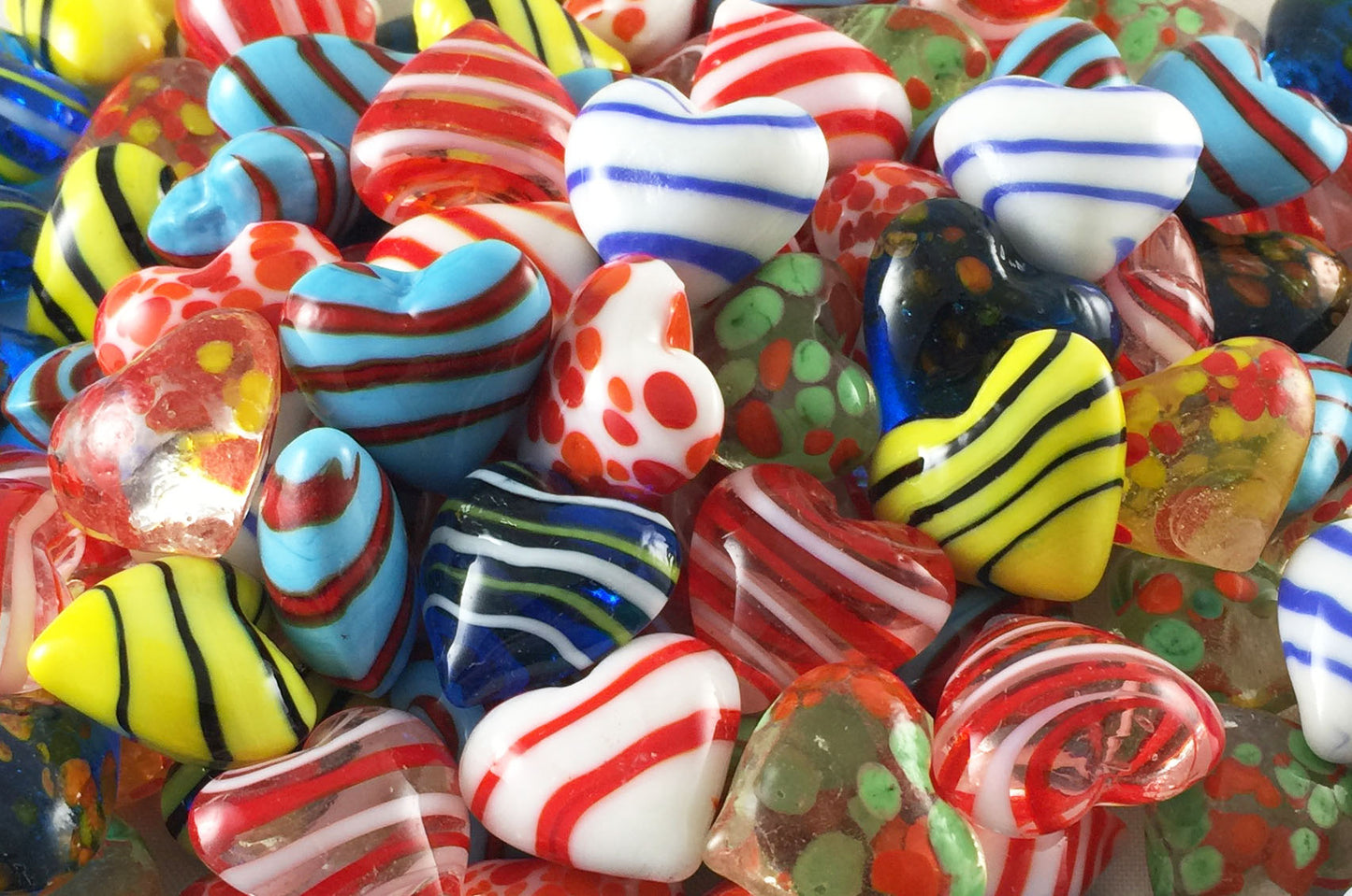 Glass Pocket Hearts - Sold Individually - Choose from Three Color Schemes