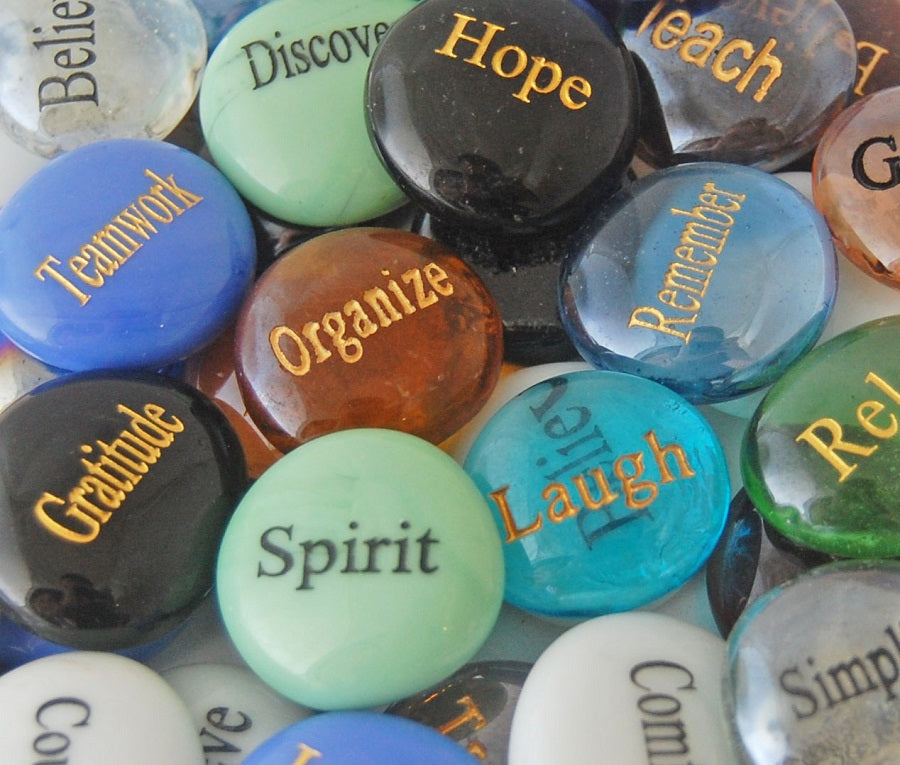 Glass Spirit Stones Engraved - Dough Bowl Display