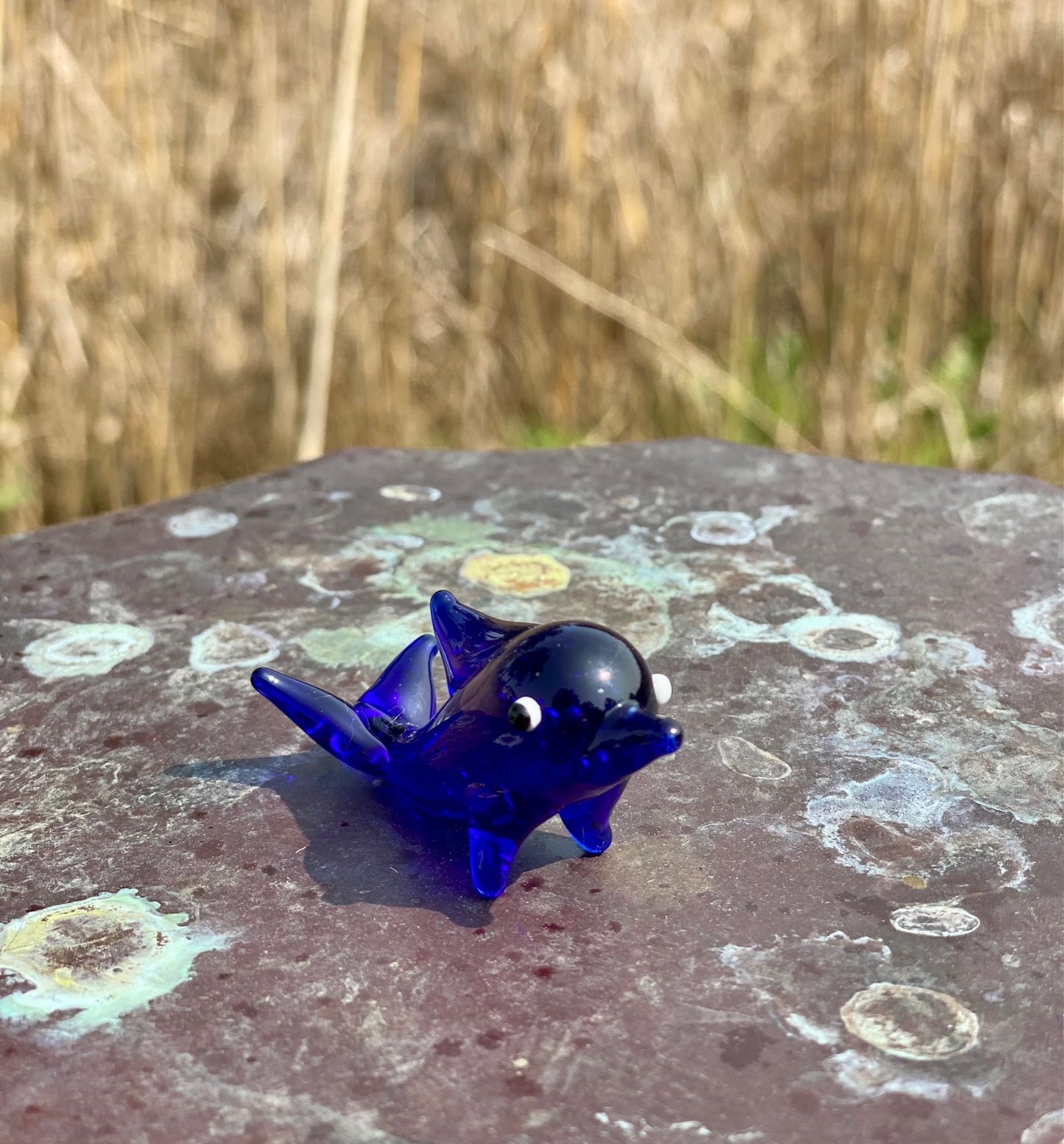 Glass Figurine Sitter Collectible - DOLPHIN