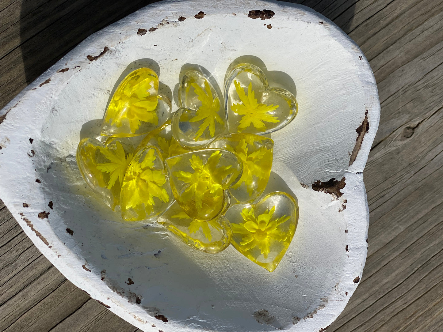 Floral Glass Pocket Hearts - Bulk Quantity & Dough Bowl Displays