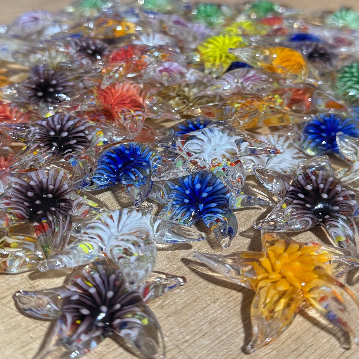 Floral Glass Pocket Stars in Rainbow Colors - Sold Individually