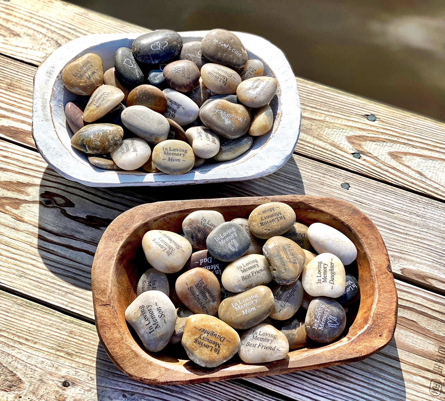 Grief and In Loving Memory River Rocks - Bulk Quantity & Bowl Displays