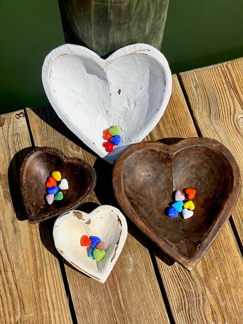 Glass Pocket Hearts - Bulk Quantity & Bowl Displays - Choose from 3 Color Schemes
