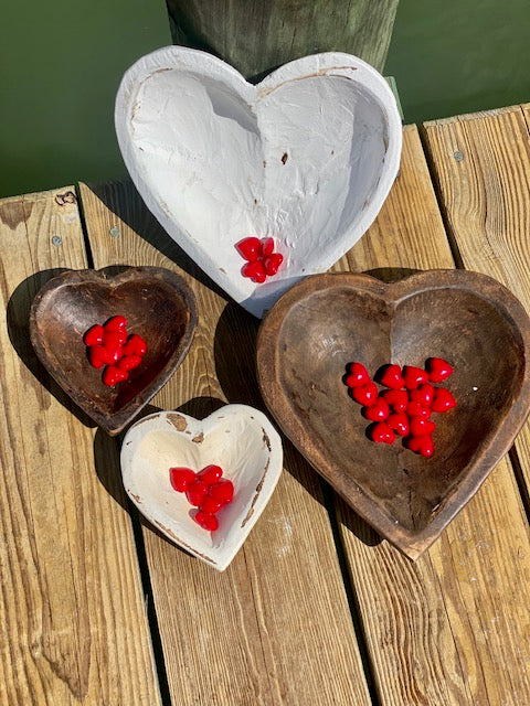 Glass Pocket Hearts - Bulk Quantity & Bowl Displays - Choose from 3 Color Schemes
