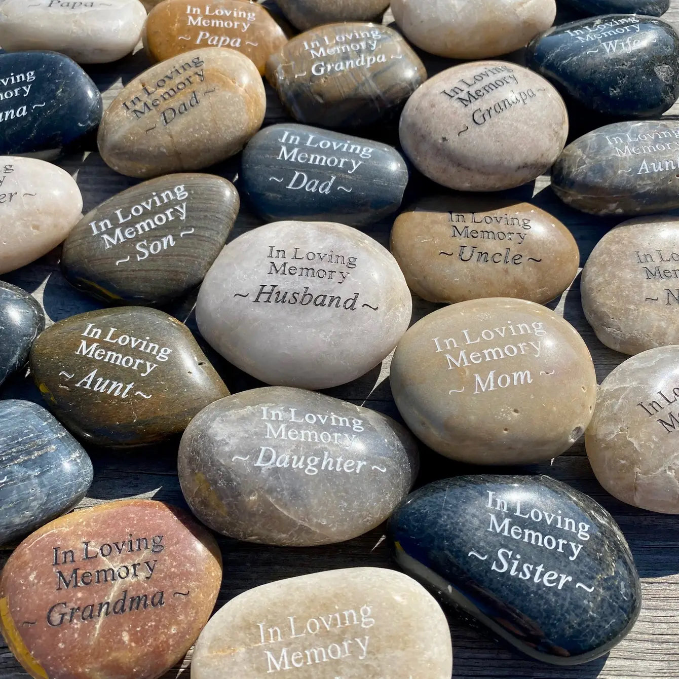 Grief and In Loving Memory River Rocks - Bulk Quantity & Bowl Displays