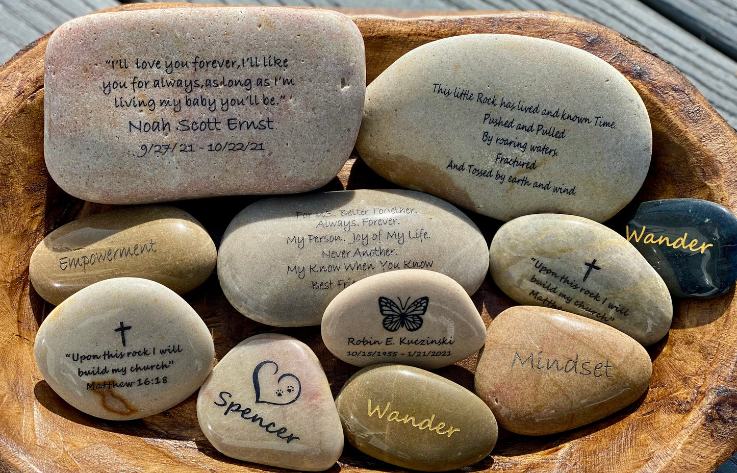 Engraved River Rocks - CUSTOM DESIGNS