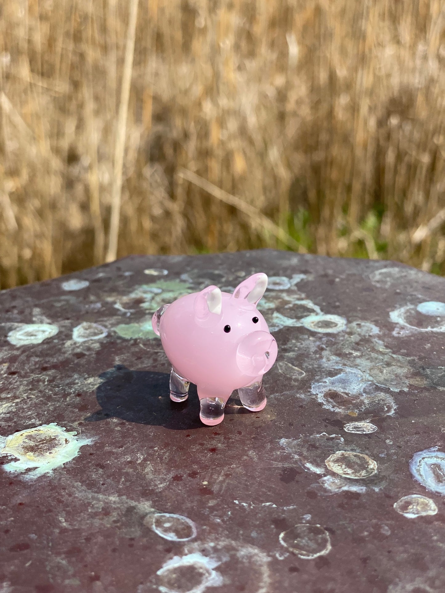 Glass Figurine Sitter Collectible - PIG