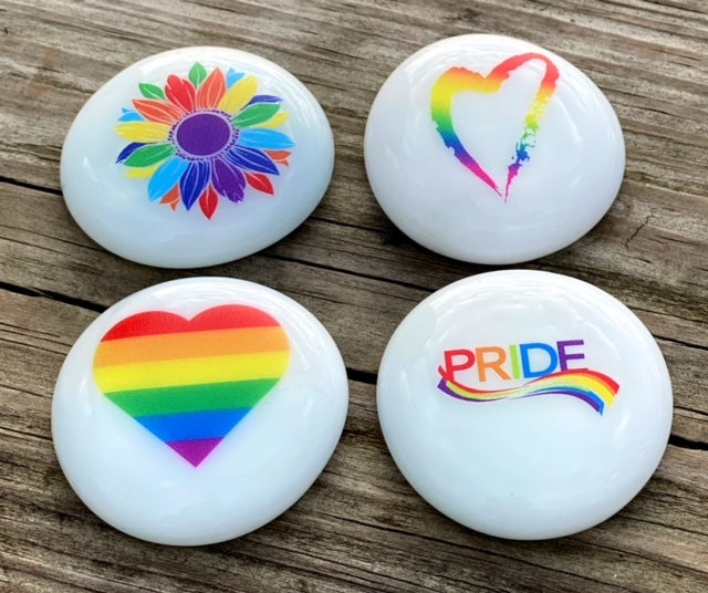 Imprinted Glass Stones - Gay Rainbow Pride