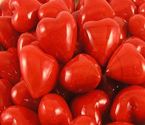 Glass Pocket Hearts - Bulk Quantity & Bowl Displays - Choose from 3 Color Schemes