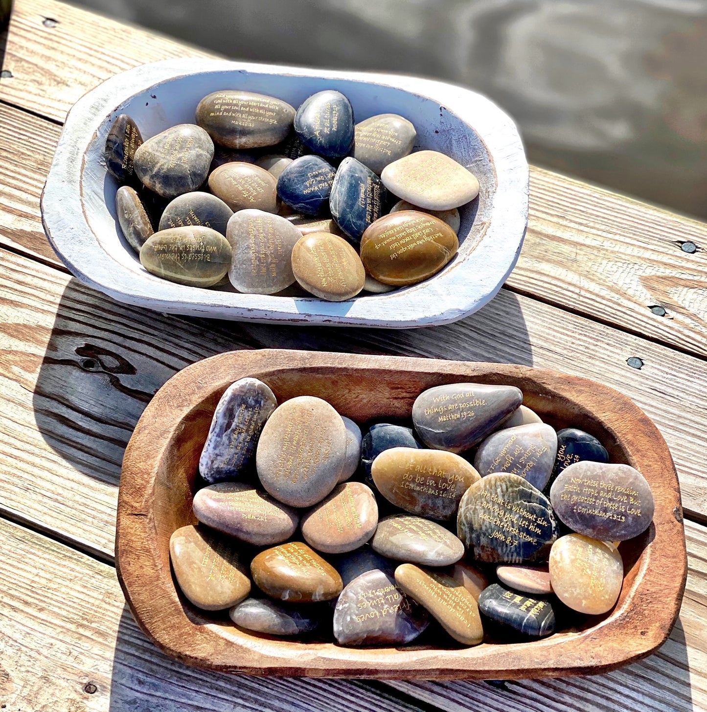 Scripture Verse Engraved River Rock Display Packages