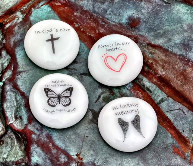 Imprinted Glass Grief Stones - Display Package