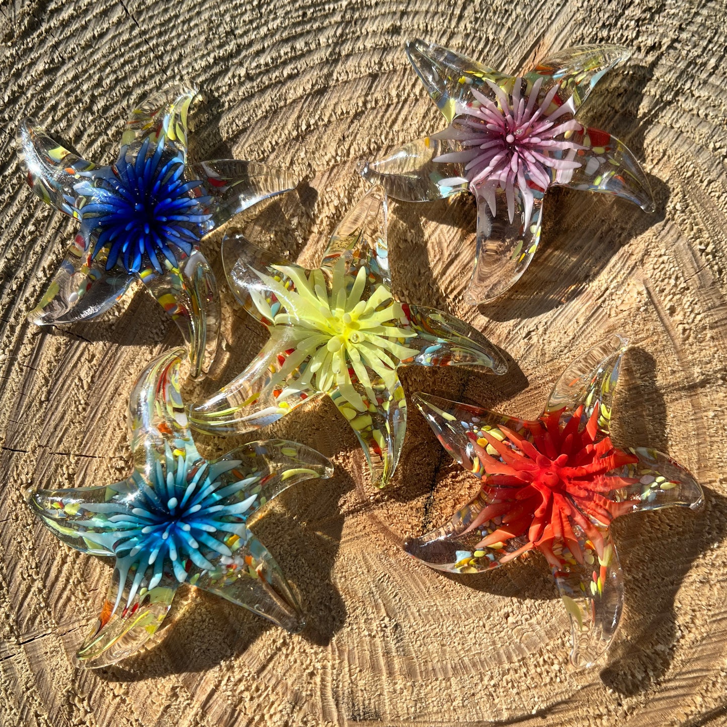 Floral Glass Pocket Stars in Rainbow Colors - Sold Individually