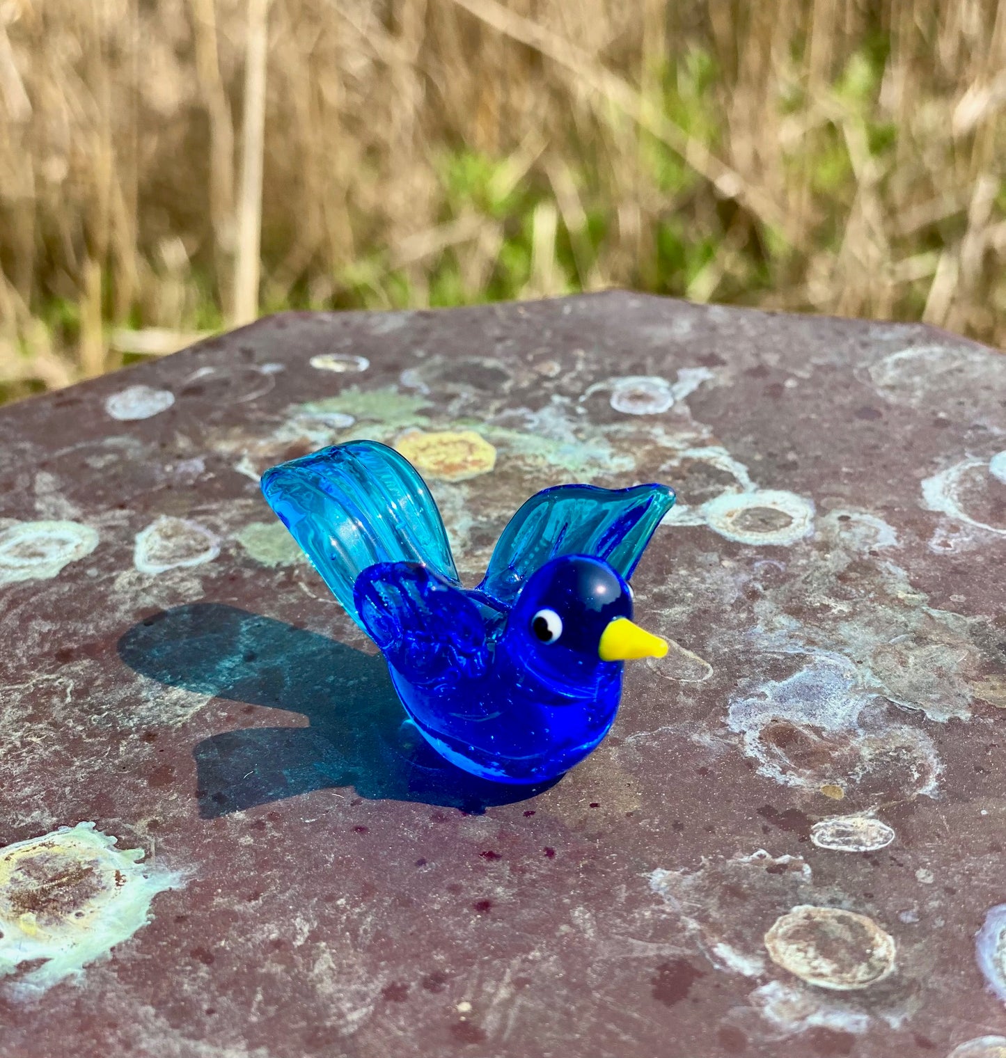 Glass Figurine Sitter Collectible - BLUE BIRD