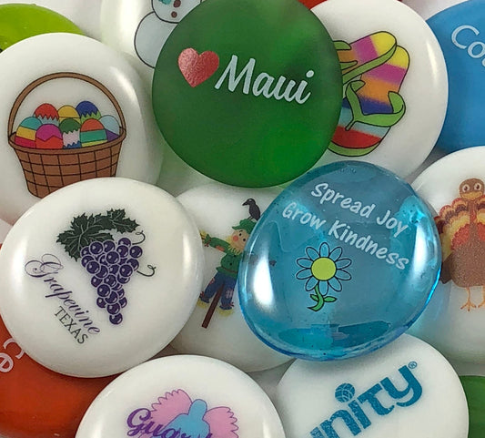 Imprinted Glass Stones - CUSTOM WORDS