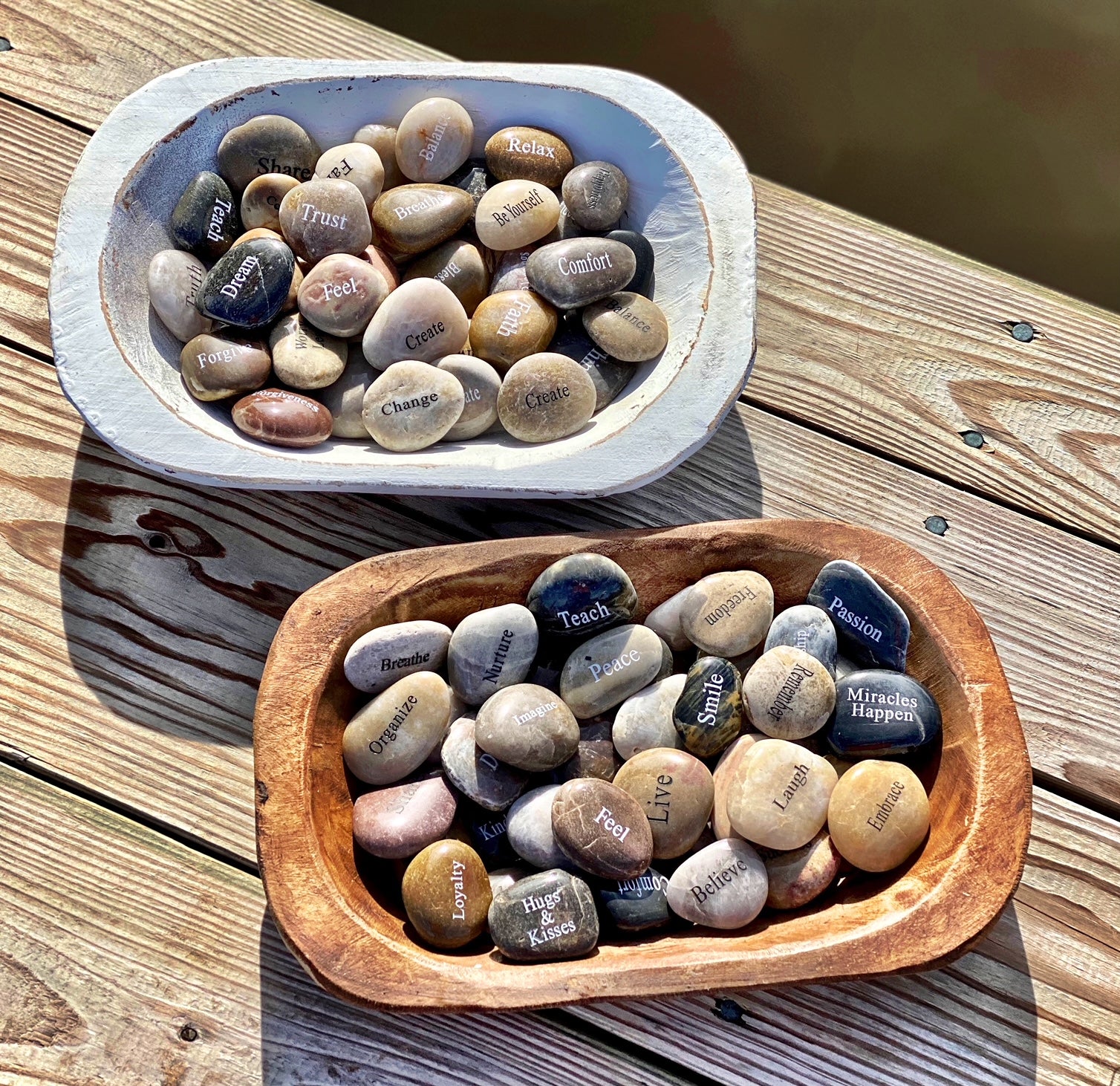 River Rocks Glass Engraved River Rock - Single Word - Display Packages – ShopGiveCourage.net