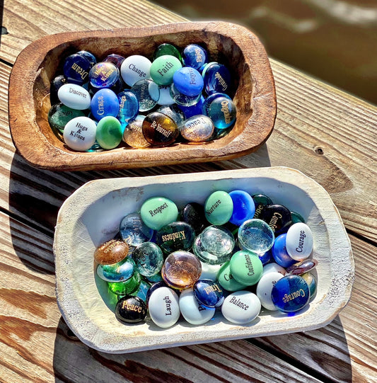 Glass Spirit Stones Engraved - Dough Bowl Display