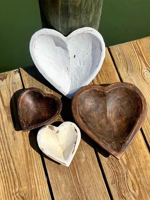 Heart Shaped Dough Bowl - Natural or White